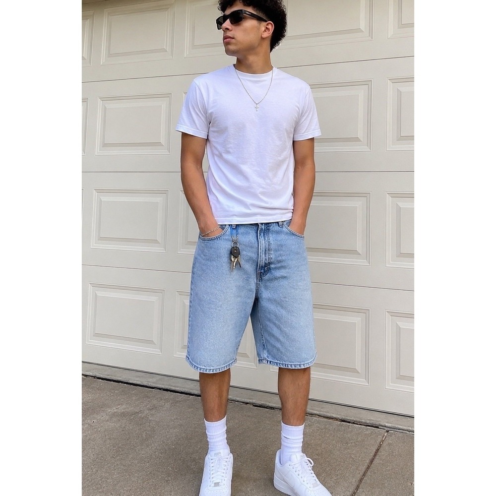 Levi's 550 Relaxed Fit Y2K Denim Shorts Men's W33 Light Wash Loose Fit